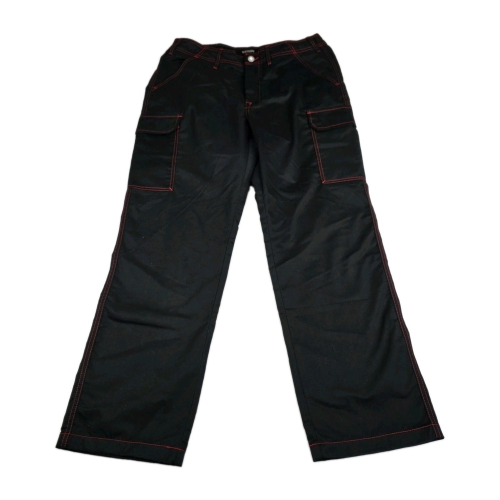 True Religion Jeans Mens Size 34 Baggy Cargo Pants Jet Black Red Casual Pants